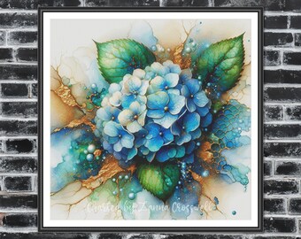 Hydrangea - Floral Full Coverage Counted Cross Stitch Pattern For Advanced Stitchers Downloadable Printable PDF Digital Download.