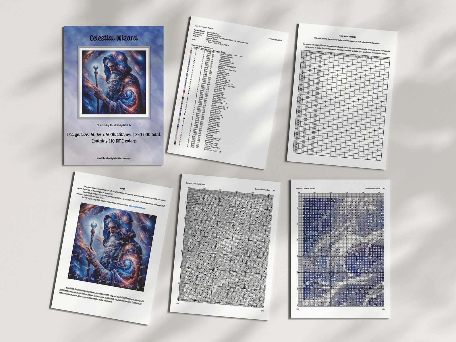 Celestial Wizard - Large Modern Full Coverage Cross Stitch Pattern for ...