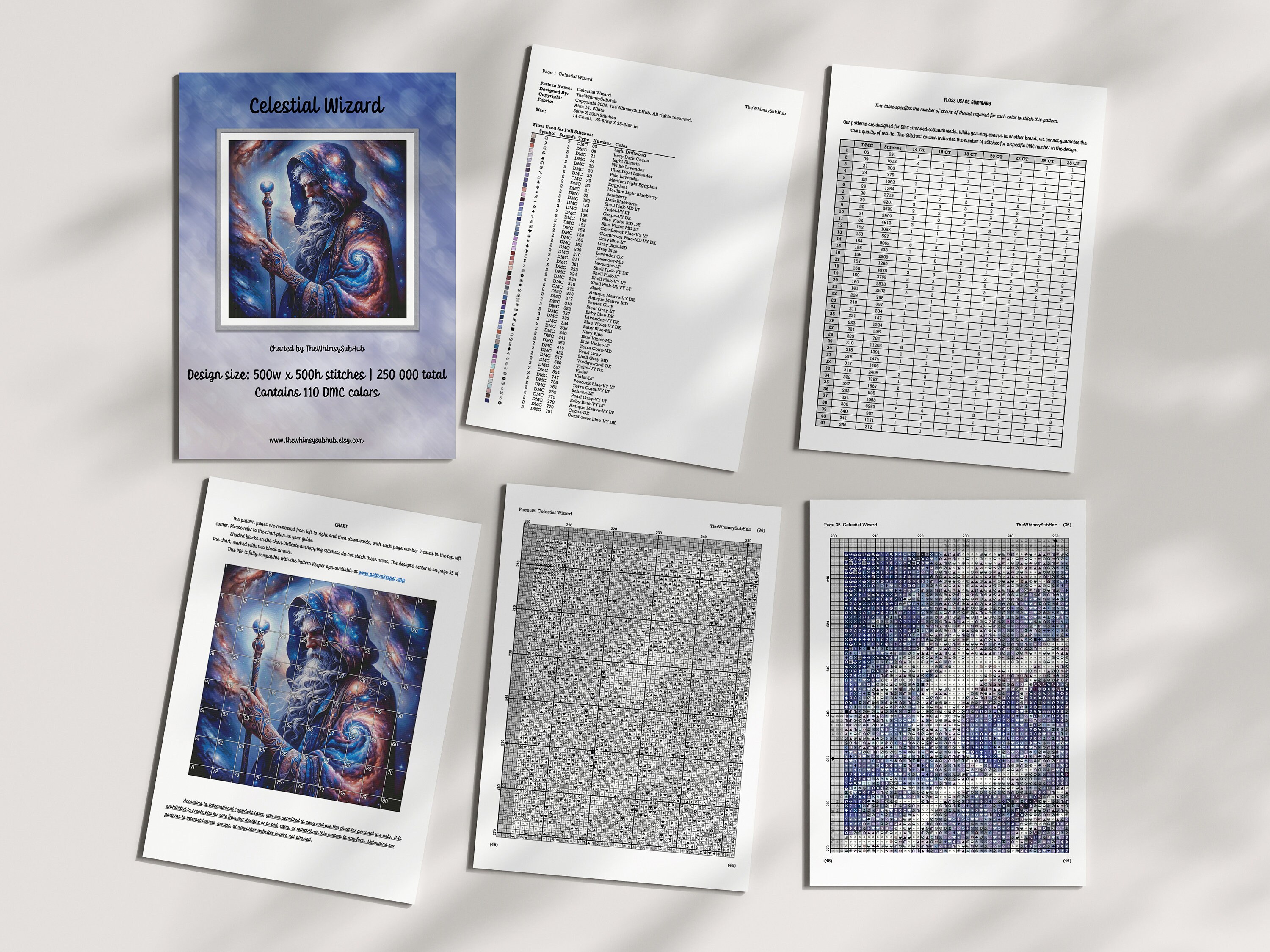 Celestial Wizard - Large Modern Full Coverage Cross Stitch Pattern for ...