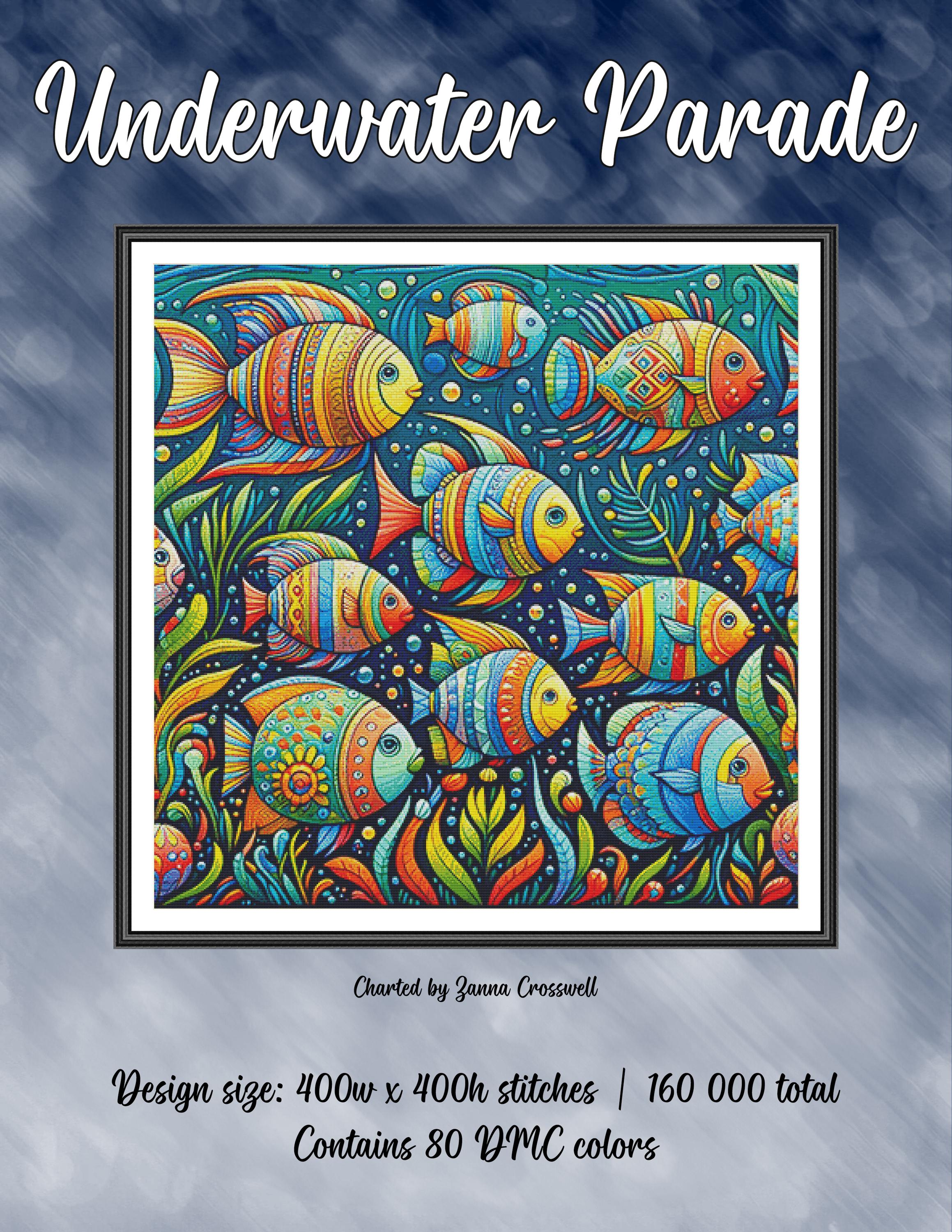 Underwater Parade - Fishes Full Coverage Cross Stitch Pattern for
