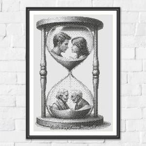 Une vie ensemble - motif monochrome minimaliste de point de croix compté une couleur. PDF téléchargeable Pattern Keeper & Markup Testé R-XP.