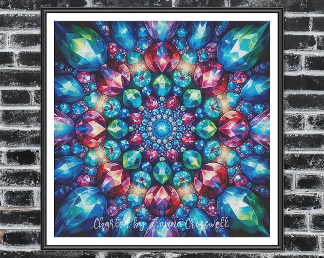 Gemstone Kaleidoscope - Colorful Jewel Mandala Large Modern Full