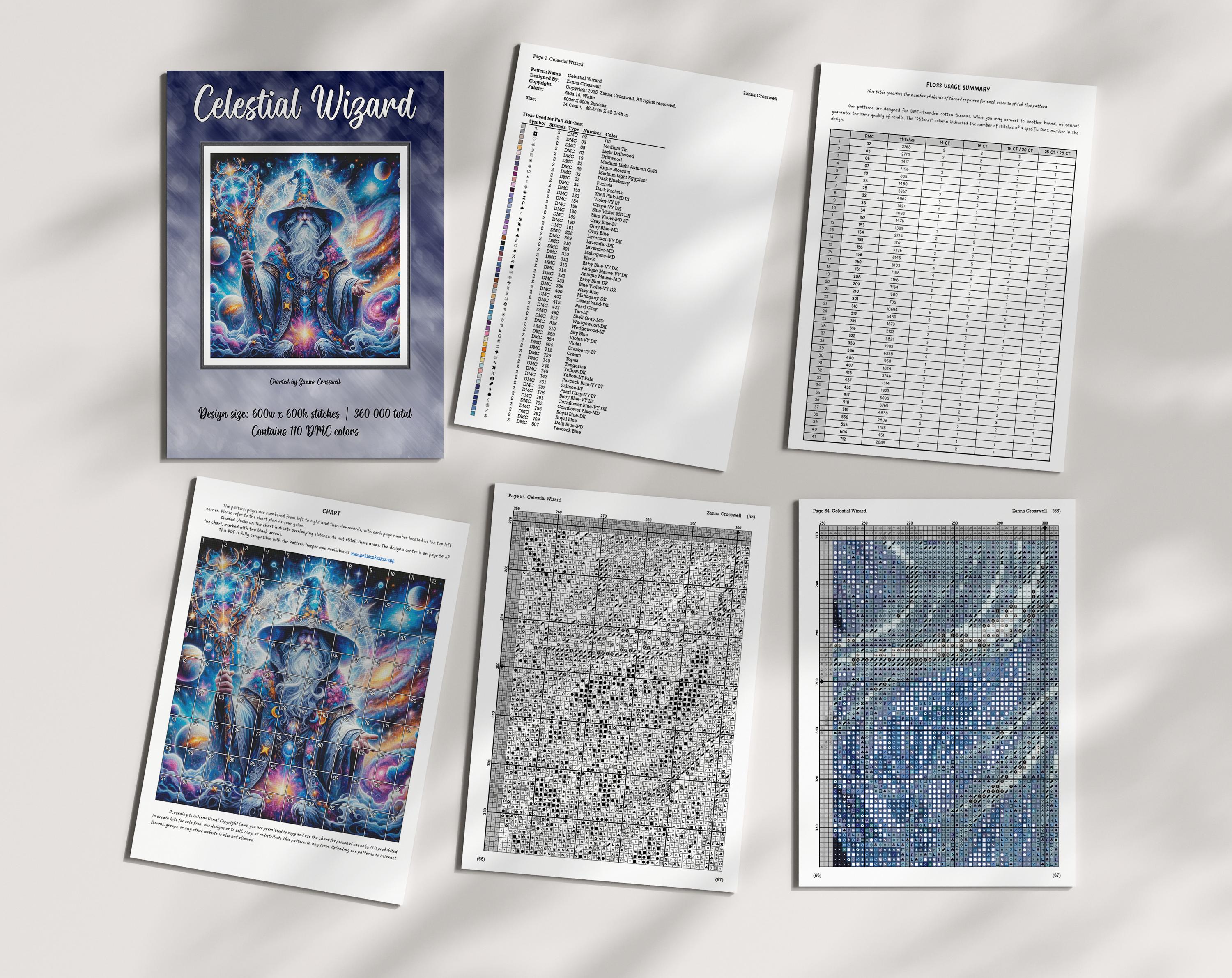 Celestial Wizard - Fantasy Modern Full Coverage Cross Stitch Pattern ...