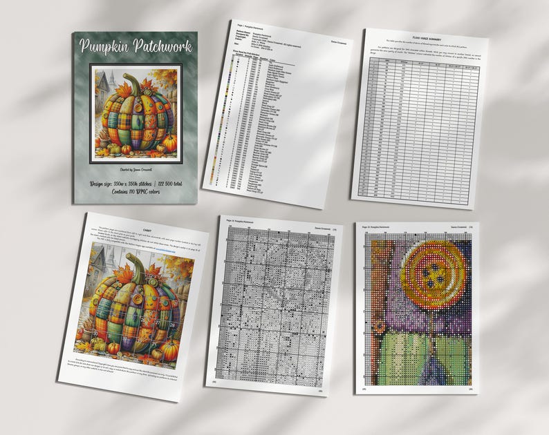 Pumpkin Patchwork - Fall Modern Full Coverage Cross Stitch Pattern for ...