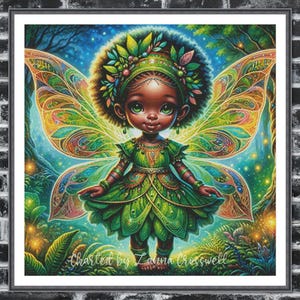Little Forest Fairy - Modern Full Coverage Counted Cross Stitch Pattern. Downloadable Printable PDF. Pattern Keeper App Compatible