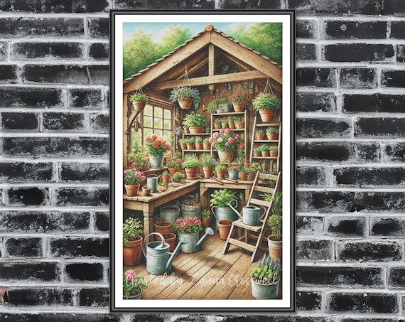 Green Sanctuary - Floral Garden Full Coverage Cross Stitch Pattern For Advanced Stitchers. Downloadable PDF Pattern Keeper Compatible.