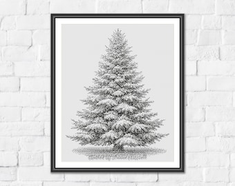 Christmas Tree - Minimalist Monochrome One Color Counted Cross Stitch Pattern. Downloadable PDF Pattern Keeper & Markup R-XP Tested.