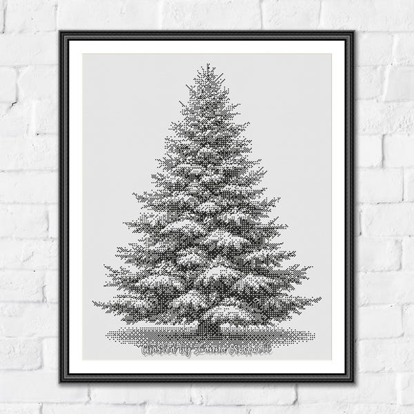 Christmas Tree - Minimalist Monochrome One Color Counted Cross Stitch Pattern. Downloadable PDF Pattern Keeper & Markup R-XP Tested.