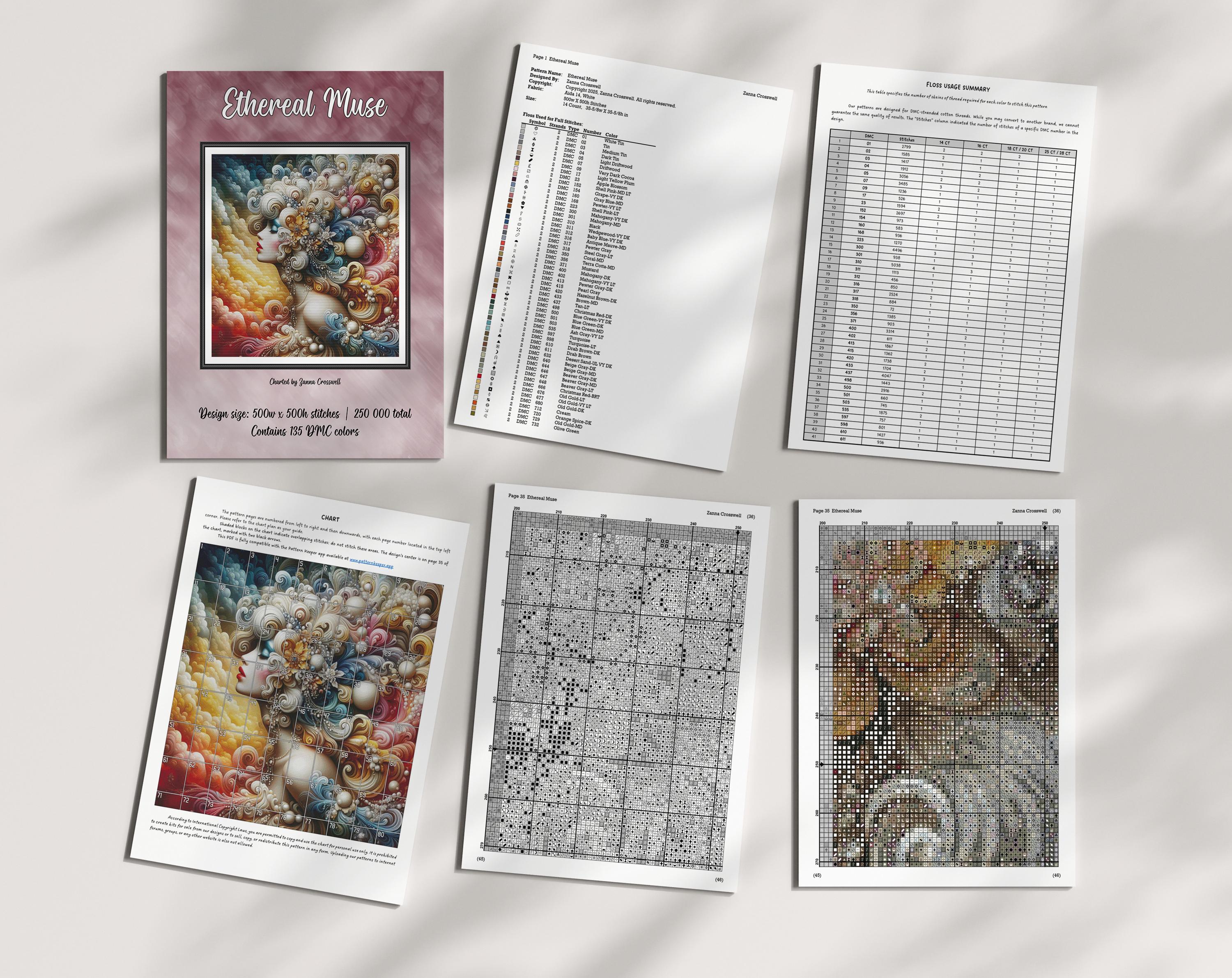 Ethereal Muse - Fantasy Modern Full Coverage Cross Stitch Pattern for ...