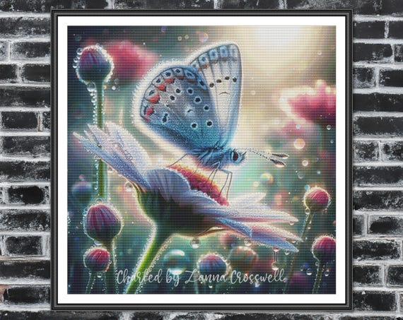 Wings of Morning Light - Butterfly Full Coverage Cross Stitch Pattern For Advanced Stitcher Downloadable Printable PDF Pattern Keeper Tested