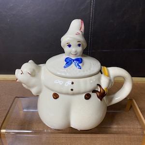 vintage Shawnee Pottery des années 1940 Tom the Pipers Son Clown Pig Bec théière Antique