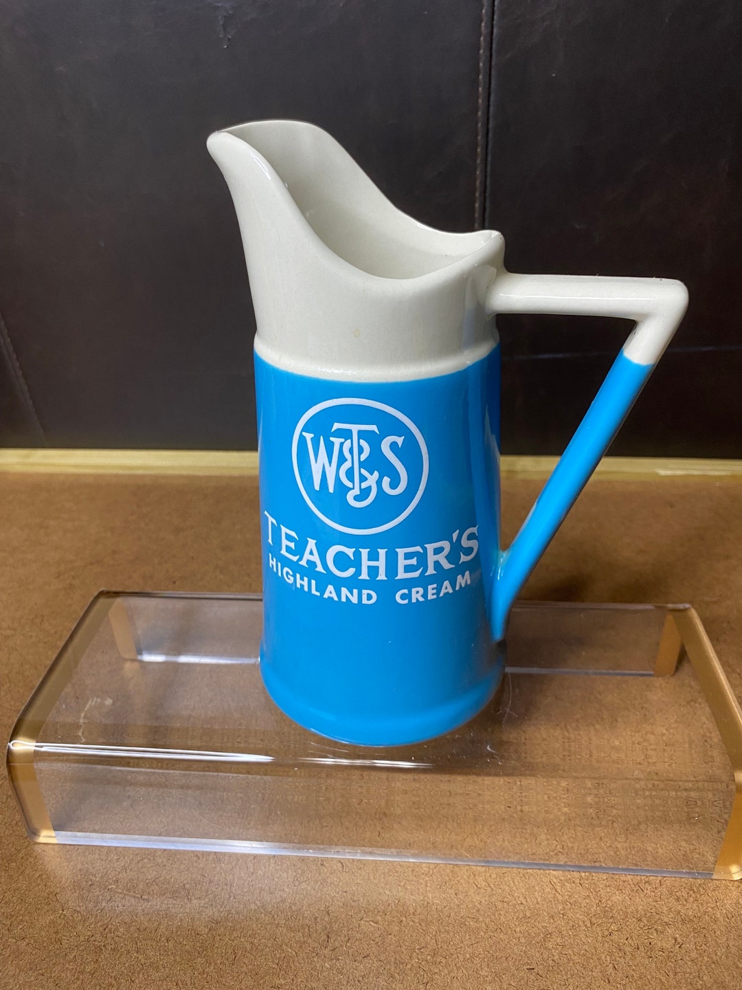 WT&S Blended Scotch Whiskey Teacher's Highland Cream Blue White Ceramic ...