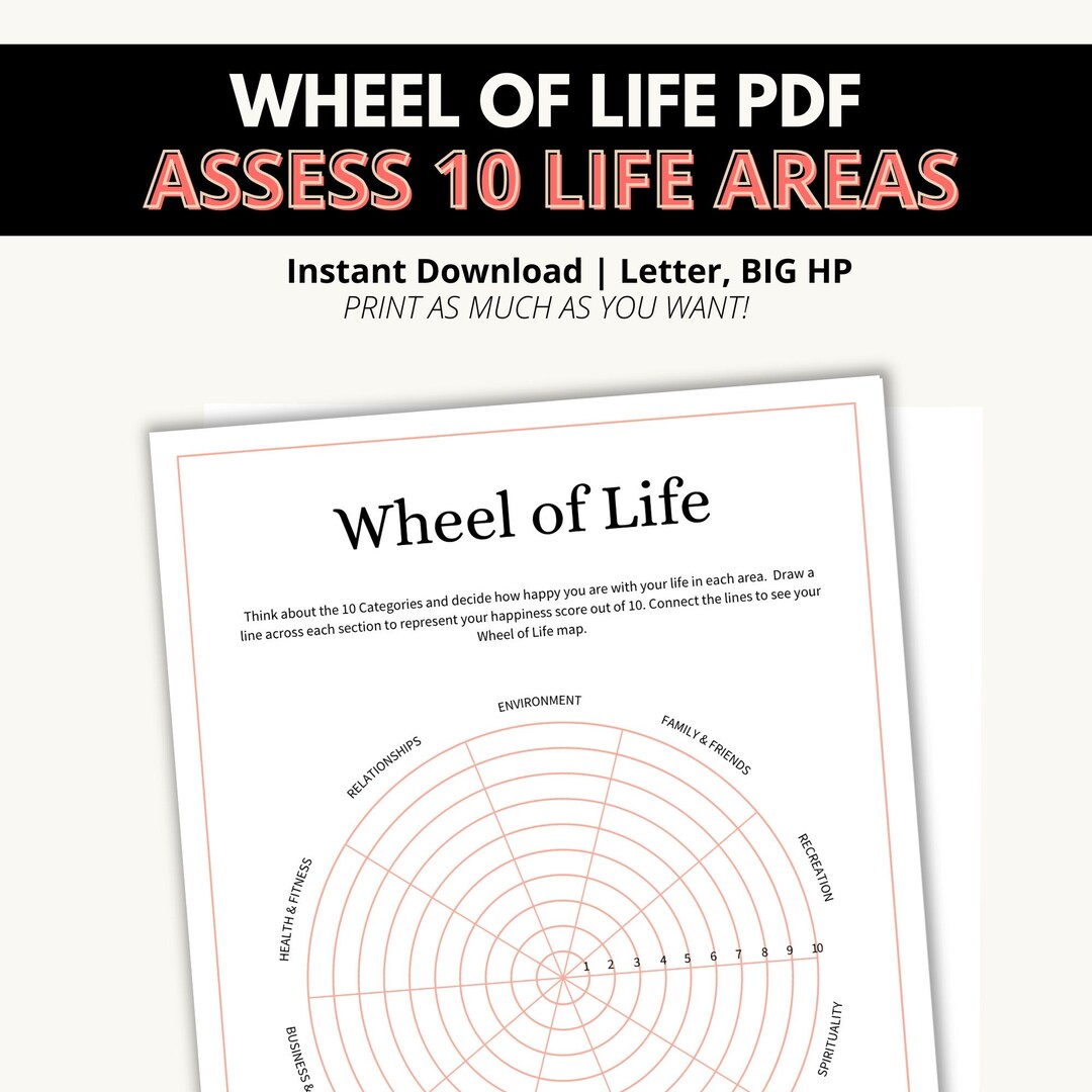 Wheel of Life PDF Printable, Wheel of Life Template, Self-growth ...