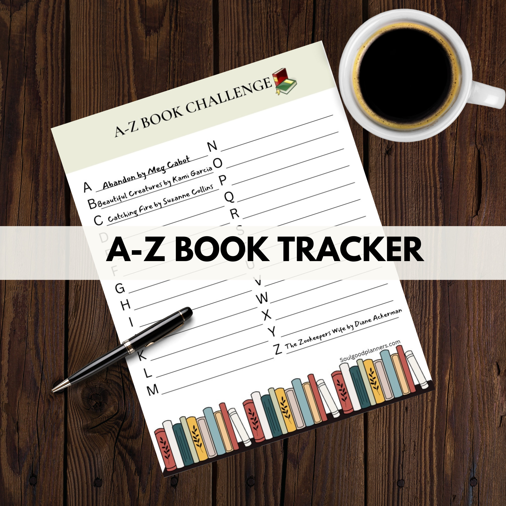 Printable AZ Book Challenge Reading Challenge Book Lover. Alphabet Printable AZ Book Challenge Reading Challenge Book Lover. Alphabet
