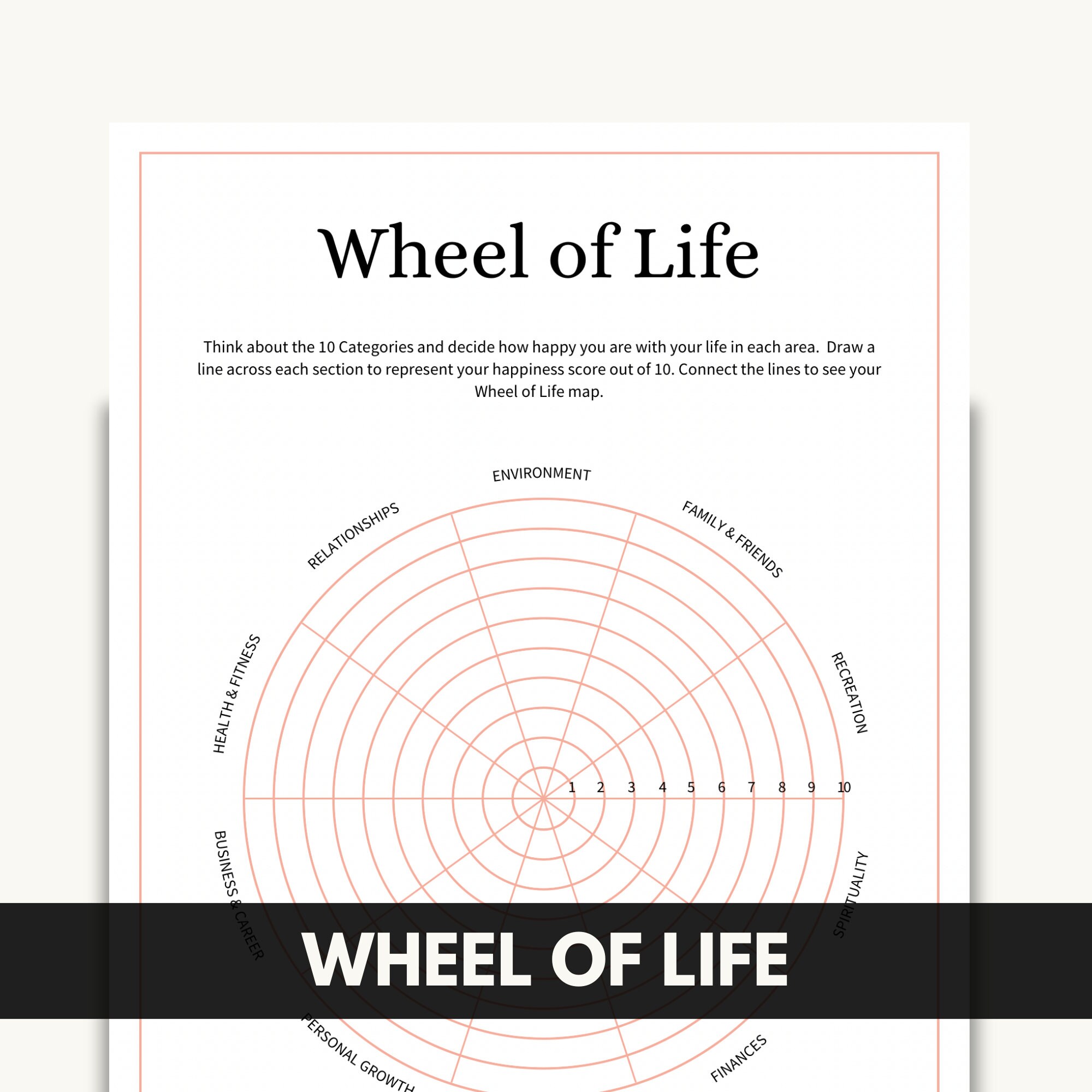 Wheel of Life PDF Printable, Wheel of Life Template, Self-growth ...