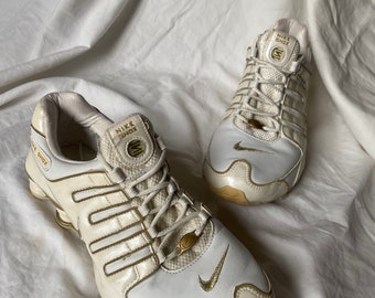 ultra rare nike shox white gold y2k sneakers futuristic shoes slip on