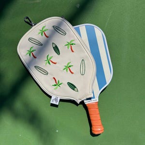 Surfer Patch Universal Pickleball Paddle Cover - Leather Pickleball Paddle Covers - Perfect Gift For Pickleball Players & Fans