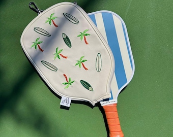 Funda universal para pala de pickleball con parche de surfista: fundas de cuero para palas de pickleball: regalo perfecto para jugadores y fanáticos del pickleball