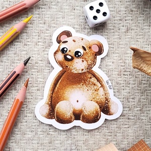 Joli autocollant petit ours cute - sticker adorable ours peluche - décoration enfant mignonne pour carnet, gourde, smartphone, ordinateur...