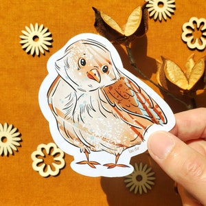 Schattige vogelsticker, schattige beige en turquoise vogelsticker, mooi notitieboekje, waterfles, computerdecoratie, klein schattig kindercadeau.