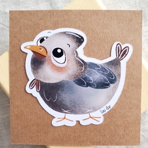 Autocollant oiseau adorable, sticker animal fini brillant, joli oisillon bleu, décoration charmante pour gourde, smartphone, ordinateur...