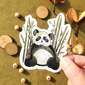Linda pegatina de panda con decoración de bambú, linda pegatina de animal, adorable decoración infantil, botella, teléfono inteligente, cumpleaños, pasatiempos creativos
