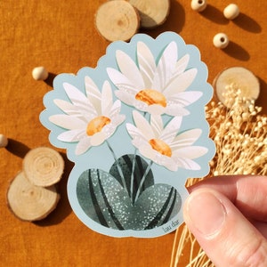 Autocollant fleurs blanches de printemps, sticker fleurs cute, décoration fête des mères, gourde, ordinateur, anniversaire, loisirs créatifs