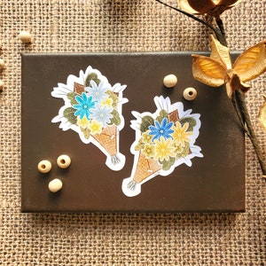 Sticker fleurs, autocollant joli bouquet coloré et romantique à offrir ou à s'offrir, cadeau tendre ou romantique pour toutes les occasions.