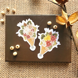 Adesivo bouquet di fiori rossi e beige da regalare o regalarsi, grazioso adesivo regalo per varie occasioni tenere o romantiche.
