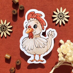 Vinilo lindo gallina beige, vinilo de Pascua de pollo, vinilo de animales para niños, adorable decoración de gallina de Pascua.