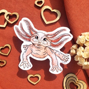 Adorable pegatina de ajolote, bonito ajolote sonriente, linda pegatina de animal brillante, regalo y decoración colorida para cuaderno, diario,...