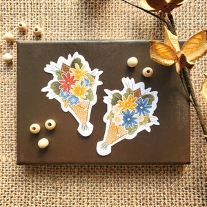 Adesivo floreale, adesivo di un magnifico mazzo di fiori colorati da offrire o da regalarsi come un tenero o romantico regalo di compleanno.
