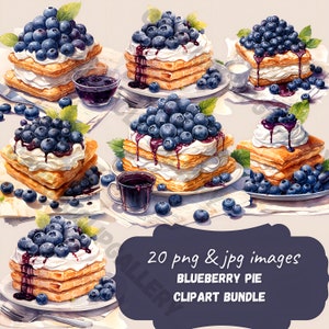 Watercolor blueberry pie Clipart | pie Clipart Bundle | blueberry clipart Images | menu | Scrapbooking | Junk Journal | Commercial License