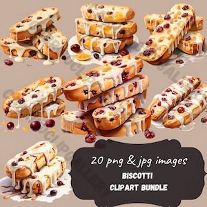 Gebakken goederen, biscotti aquarel clipart, dessert png, biscotti, plakboek, junk journal, logo-elementen, bullet journal stickers