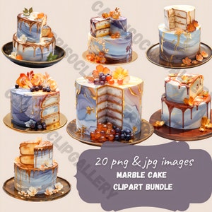 Aquarell Marmor Kuchen Clipart | Kuchen Clipart | Kuchen Clipart Bilder | Menü | Scrapbooking | Junk Journal | Kommerzielle Lizenz