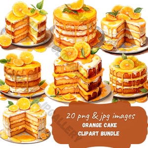 Wasserfarbe Orange Kuchen Clipart | orange Clipart Bundle | Kuchen Clipart Bilder | Menü | Scrapbooking | Junk Journal | Kommerzielle Lizenz