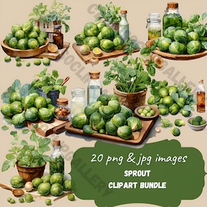 Watercolor healthy food clipart, 20 High resolution PNG, ingredients clipart, commercial use instant download, stickers, menu printables