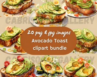 Food, Breakfast, Avocado Toast Clipart Bundle transparent Png &  jpg, For Scrapbooking, Junk Journal, menu's,Decor, DIGITAL DOWNLOAD