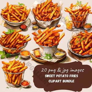 Acuarela batatas fritas Clipart / Food Clipart / Fastfood clipart / menú / Scrapbooking / Junk Journal / Comercial