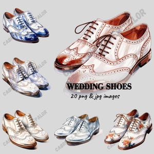 Witte trouwschoenen aquarel clipartbundel, transparante png, digitale download, kaarten maken, bruid en bruidegom clipart illustratie