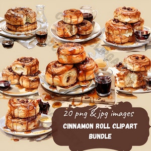 Baked Goods, baking watercolor clipart, dessert png graphics, cinnamon roll, cinnamon buns, scrapbook, junk journal, logo elements, download