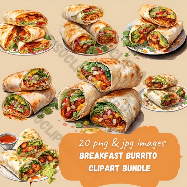 Breakfast, Burrito watercolor clipart, breakfast burrito png graphics, breakfast, scrapbook, junk journal, logo elements, download