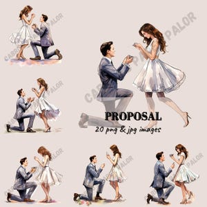 Watercolor Wedding Proposal Clipart Bundle (Digital Download)