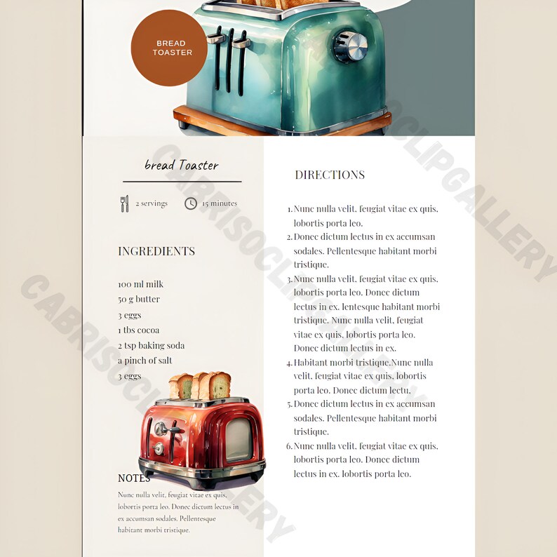 Notes For Toaster Watercolor Vintage Toaster Clipart, Kitchen Decor (PNG, JPG) - Etsy