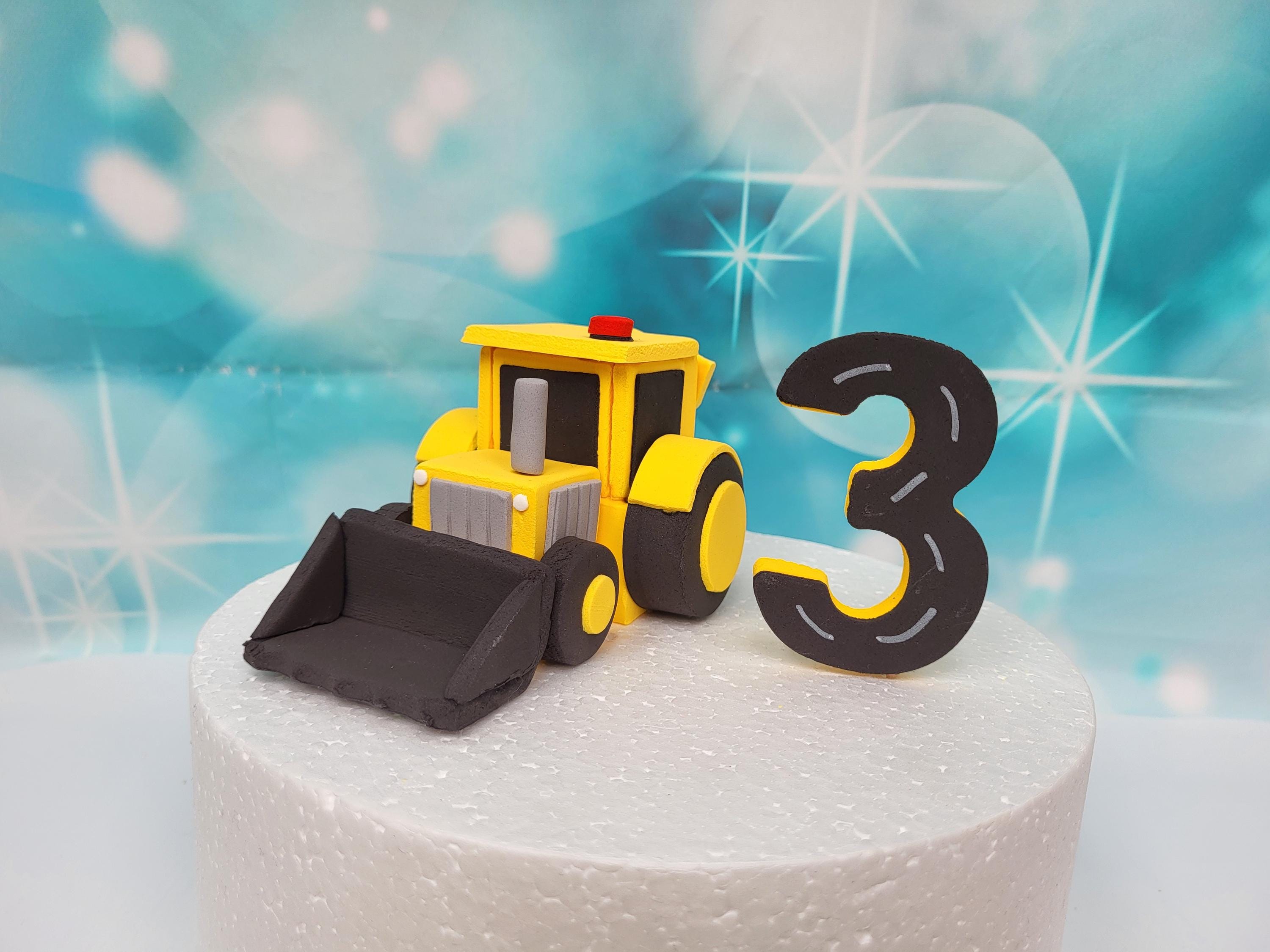 Decorazione per torta di compleanno, escavatore, cantiere edile