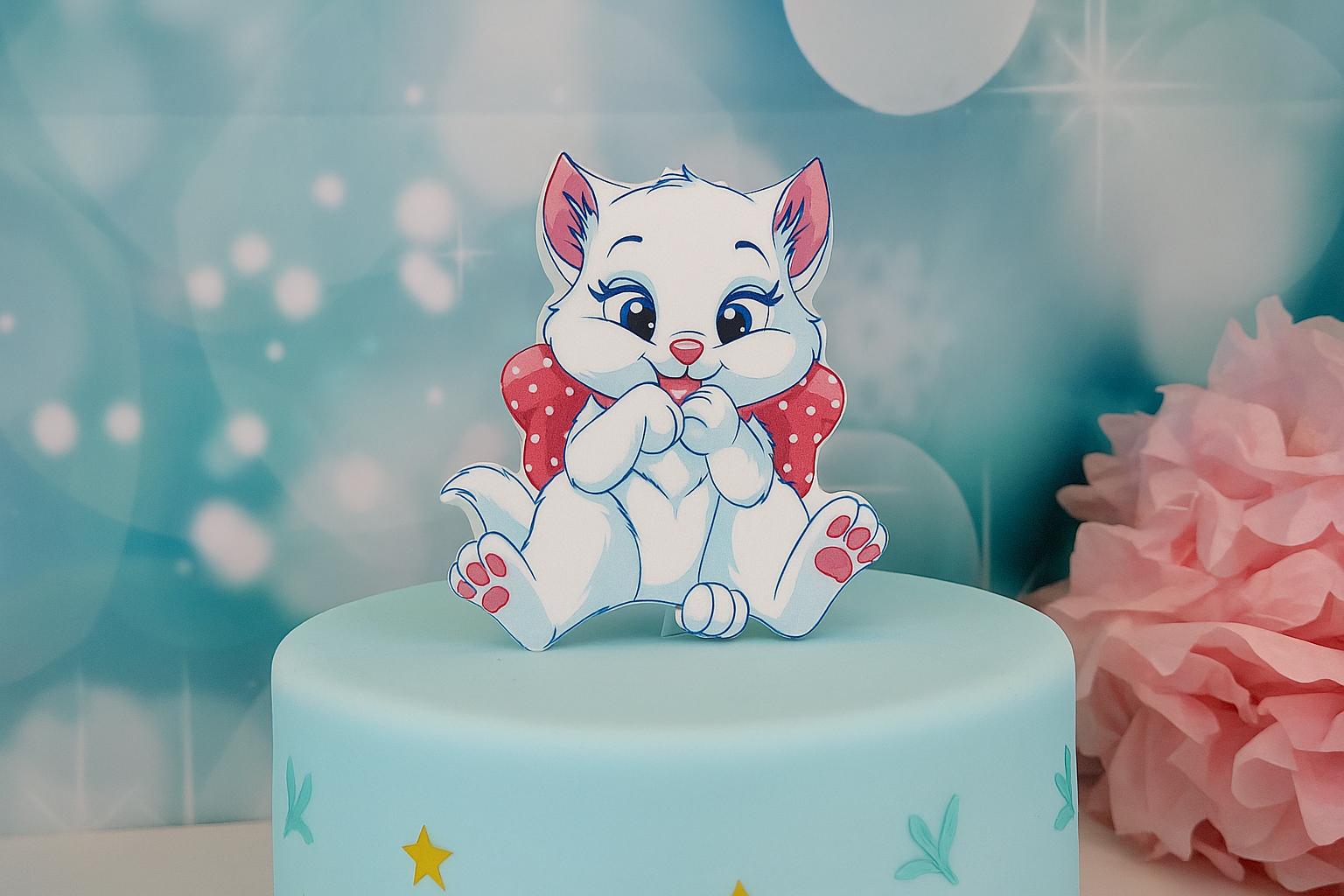 Topper Per Torta A Forma Di Casa Delle Bambole - Cartone Animato Gatto - Decorazione Compleanno Per Ragazze - 15.6x13 Cm