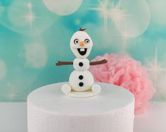 Olaf Cake Topper 8 cm – Cake Decoration Figure Made of Firm Sugar Paste – Winter Snowman Cake Topper – Decoration for Birthday Cakes