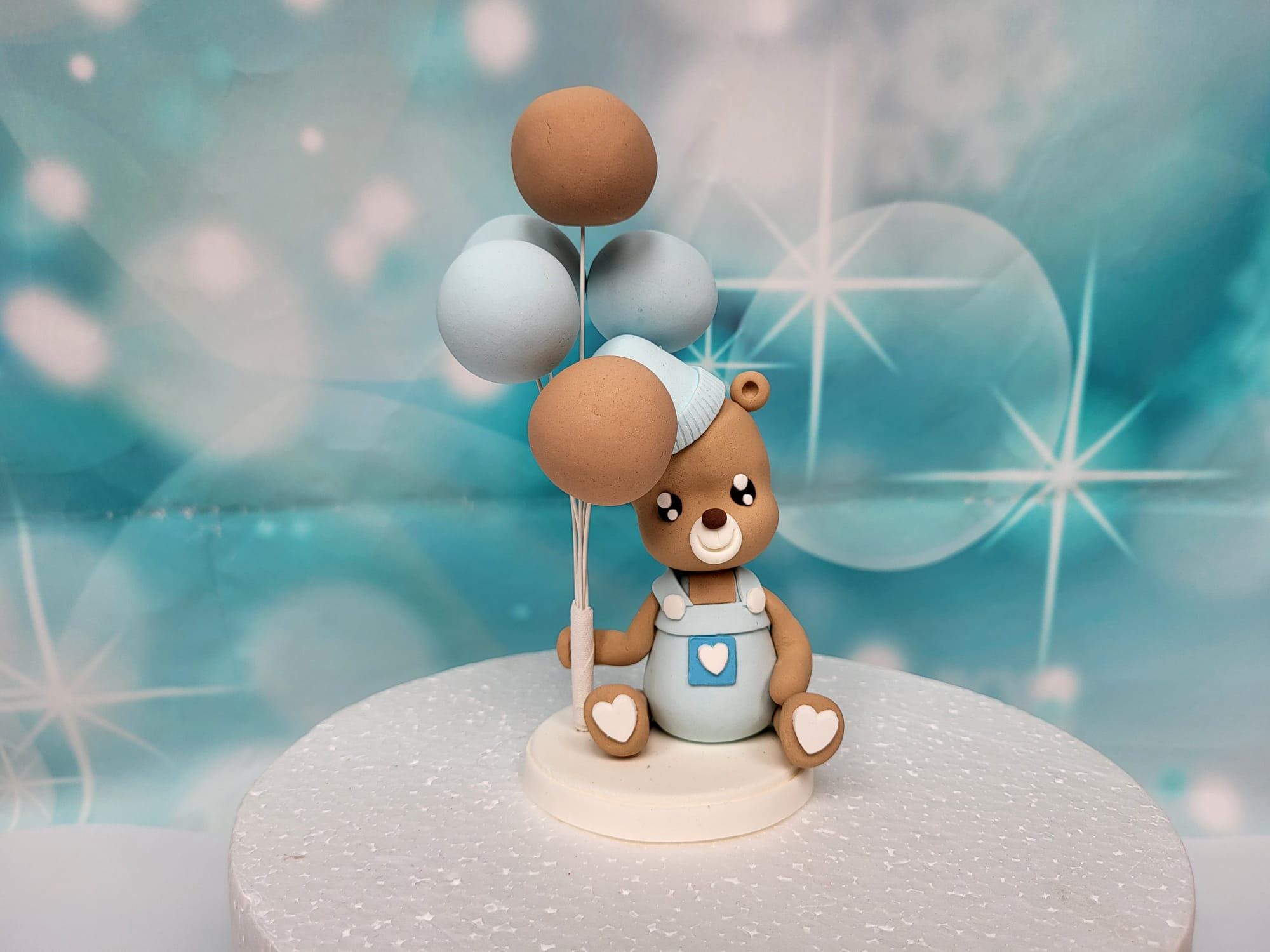Teddy Bear Cake Topper With Balloons – Cute Cake Topper Decoration for ...