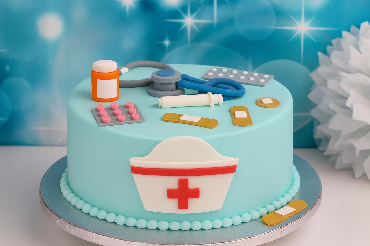 Glitzer Congrats RN Kuchendekoration – Für Krankenschwester-Abschluss, Party-Deko & Fotomotive