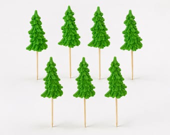 Edible Christmas Tree Cake Decoration – 7 sugar trees, approx. 7 cm, for forest and hunter cakes